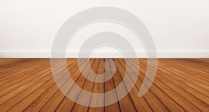 Wooden floor and white wall photo