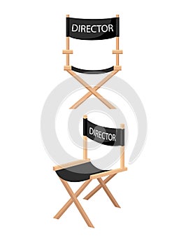 Wooden folding chair with DIRECTOR label for cinema or theatre usage vector illustration on white background
