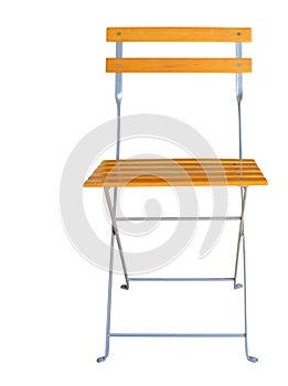 Wooden folding chair isolated over white clipping path.