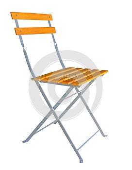 Wooden folding chair isolated over white clipping path.