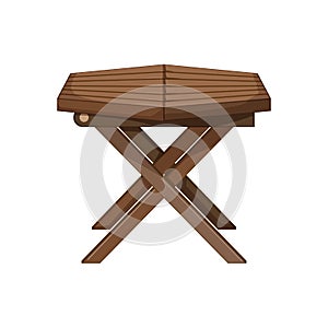 wooden folding table cartoon vector illustration