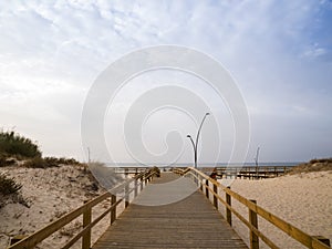 Wooden footbridge on the beach