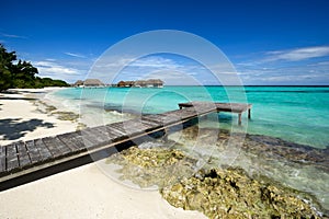 Wooden footbridge on beach