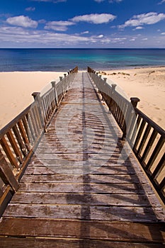 Wooden footbridge on the beach