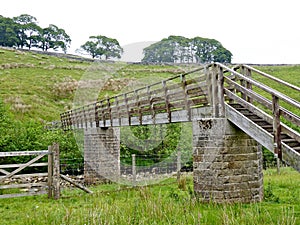 A wooden footbridge in The Forest of Bowland