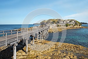 Wooden footbridge, Kamay Botany Bay National Park, Sydney, Australia