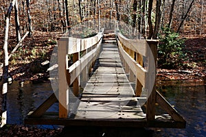 Wooden Footbridge on a Trail in the Pocono Mountains