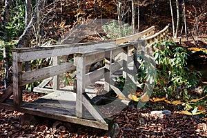 Wooden Footbridge on a Trail in the Pocono Mountains