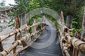 Wooden footbrigde in amusement park Efteling in The Nertherlands, Kaatsheuvel