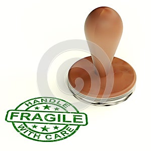 Wooden Fragile Stamp Shows Breakable Products