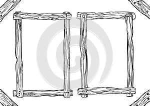 Wooden frame black on white background