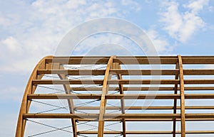 wooden frame of a building under construction