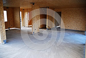 Wooden frame house interior