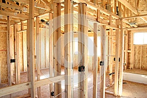 Wooden frame house interior photo