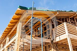 Wooden frame of a new house under construction