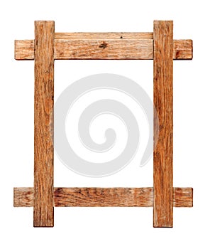 Wooden frame on white background