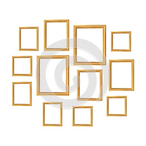 Wooden Frames For Family Photo Collage Set Vector