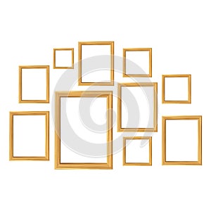 Wooden Frames For Pictures Collage Set Vector