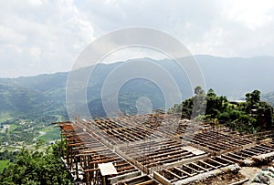 Wooden framework in house construction