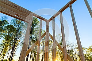 Wooden framing supports beams supports timber framing, along with an unfinished a interior