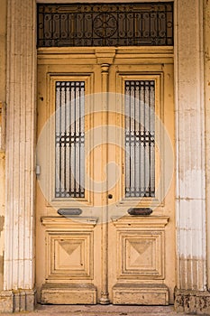 Wooden front door of a home