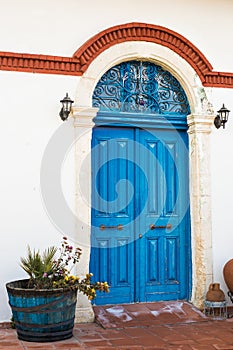 Wooden front door of a home