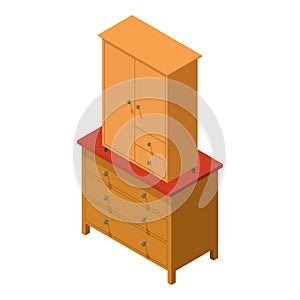 Wooden furniture icon isometric vector. New modern wooden locker on dresser icon photo