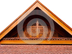 Wooden gable roof isolated
