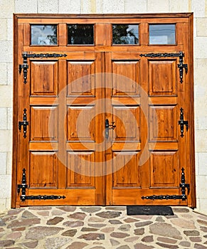 Wooden garage door of a building