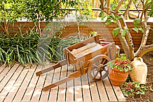 Wooden garden cart