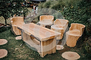 Wooden garden table and chairs