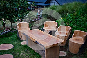 Wooden garden table and chairs