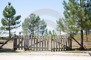 Wooden gate in the countryside