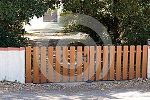 Wooden gate low home style wood street view outdoor