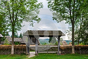 Wooden gate from the Marinca House, Sebes, Cosaului Valley, Maramures Village Museum, Romania