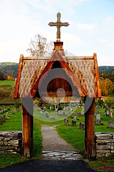 Wooden gate to the cemetery, Norway