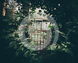 Wooden gate to a summer house