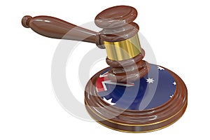 Wooden Gavel with Flag of Australia, 3D