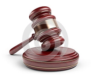 Wooden gavel. LAW concept. 3D Icon photo