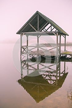 Wooden gazebo on stilts