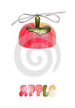 Wooden gift box in apple shape isolated on white background