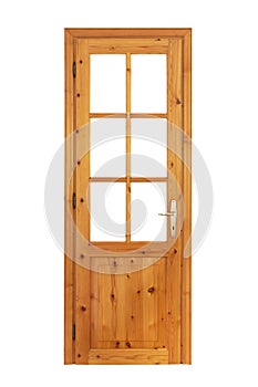 Wooden glazed door isolated