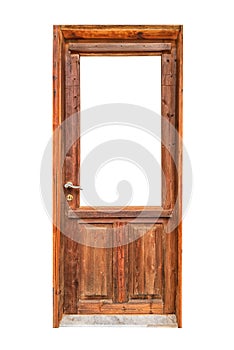 Wooden glazing door isolated on white background
