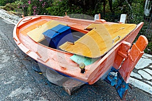 Wooden Greek Fishing Boat maintenance, Greece