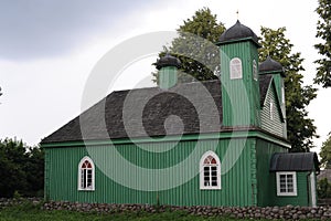 Wooden green mosque in the village of Kruszyniany, in Podlaskie Voivodeship, in eastern Poland where Tatars live