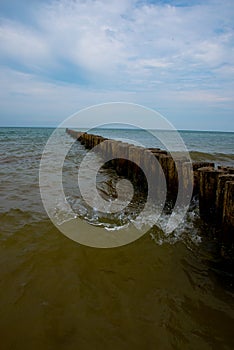 Wooden groynes baltic sea, germany