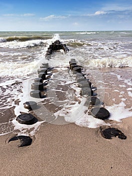 Wooden groynes photo