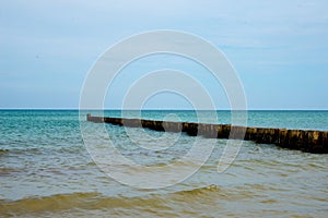 Wooden groynes at fischland-darÃŸ-zingst peninsula