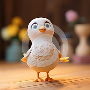 Wooden Gull Toy: High-quality Rendered Character Design In Cinema4d