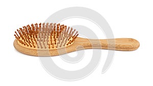 Wooden Hair Brush, Eco-Friendly natural wooden bamboo isolated on white background with clipping path
